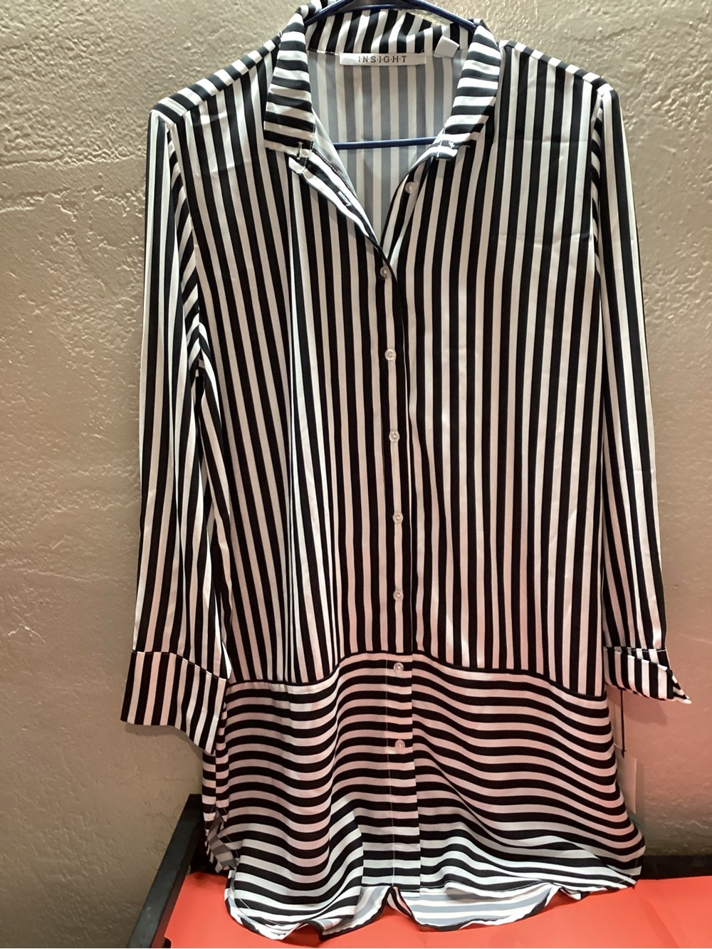 Insight Black & White Vertical Striped Button-Down Shirt